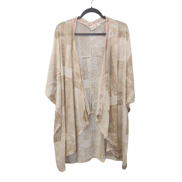 Cato Woman Beige Sheer Kimono Cardigan 18/20 Open Front Lightweight 2443 - Picture 1 of 5